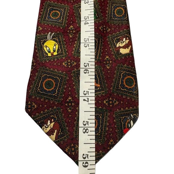 Classic Burgundy Novelty Men's Tie with Cartoon Motifs - Picture 3 of 4